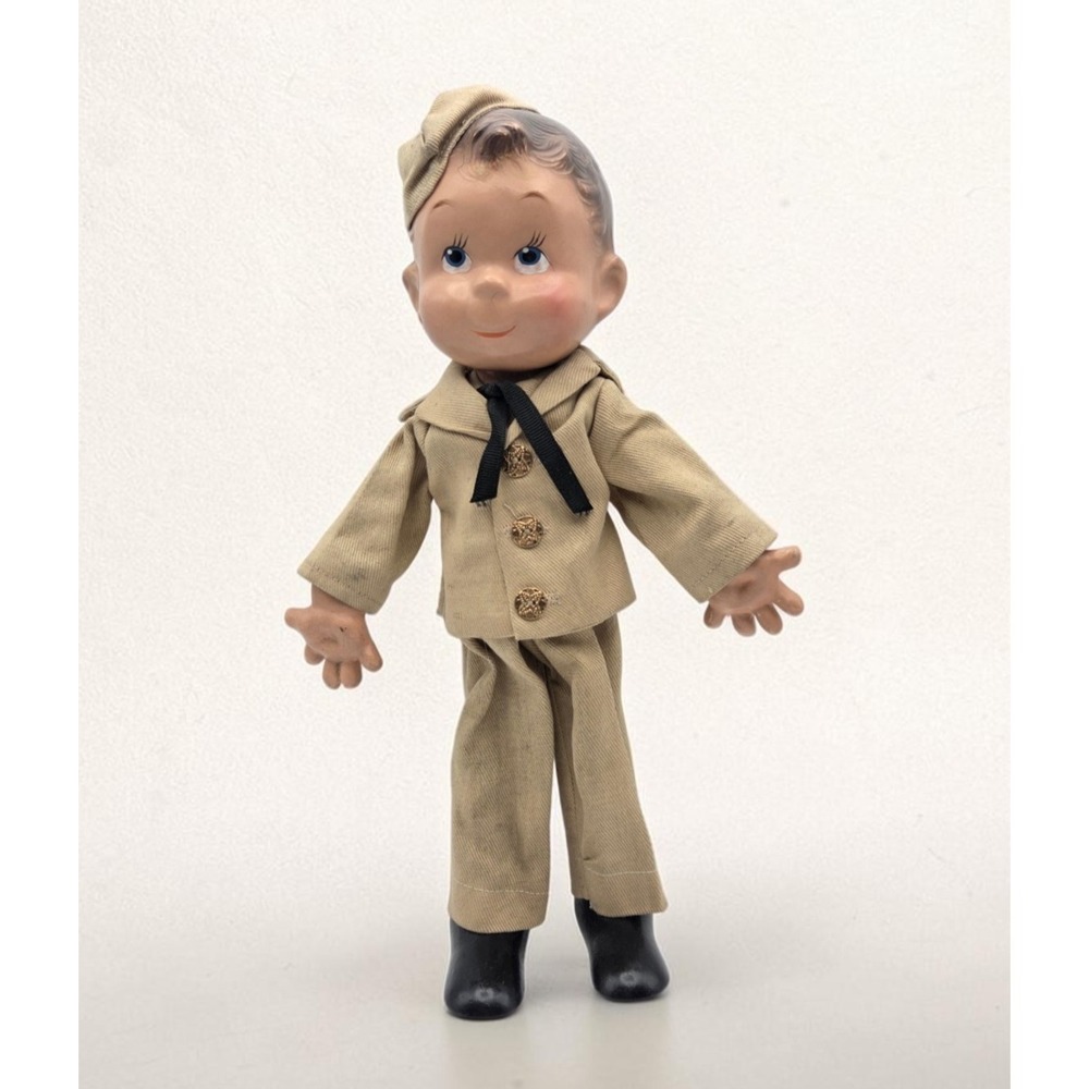 1938 Sunny Sam Soldier Flexy Doll By Ideal Toy Co. Composition Military 13" - Picture 1 of 16